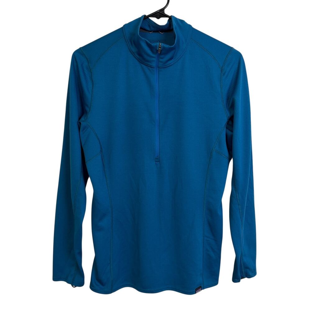 Patagonia Capilene Midweight 1/4 Zip Pullover Womens Medium Blue Long Sleeve *